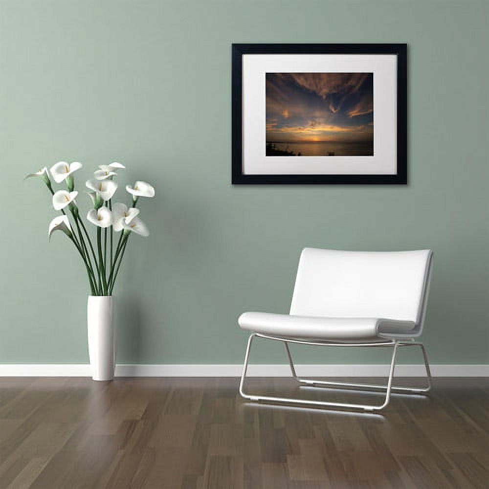 Trademark Fine Art "Another Amazing Sunset on Lake Erie" Canvas Art by Kurt Shaffer White Matte, Black Frame