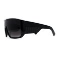 thumbnail image 3 of Mens Large Shield Robotic Flat Top Thick Temple Plastic Sunglasses Black Smoke, 3 of 4