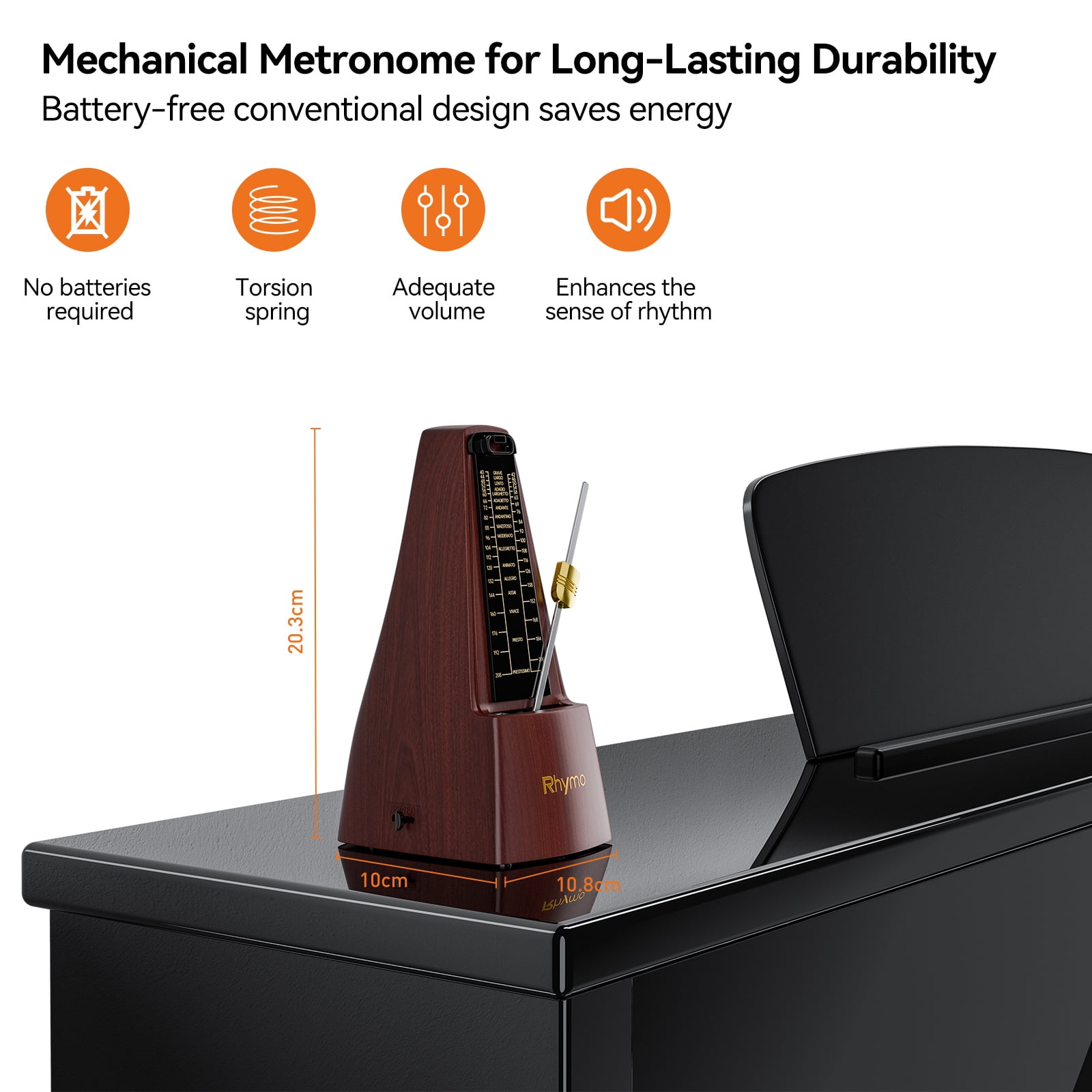 Mechanical Metronome for Piano, Guitar & Violin, Universal Metronome Instrument  Practice Tool, Classic Wind-Up Design, Loud Sound for Beginners