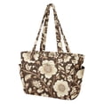 thumbnail image 2 of FORMRS Tote Bag for Women Quilted Large Capacity Travel Work Carry On Shoulder Handbag, Brown Floral, 2 of 7