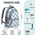 thumbnail image 5 of Blue and White Checkered Pattern Backpack for School, Cute School Bag with Adjustable Shoulder Straps and Padded Back, 16.9"x12.6"x5.9", 5 of 5