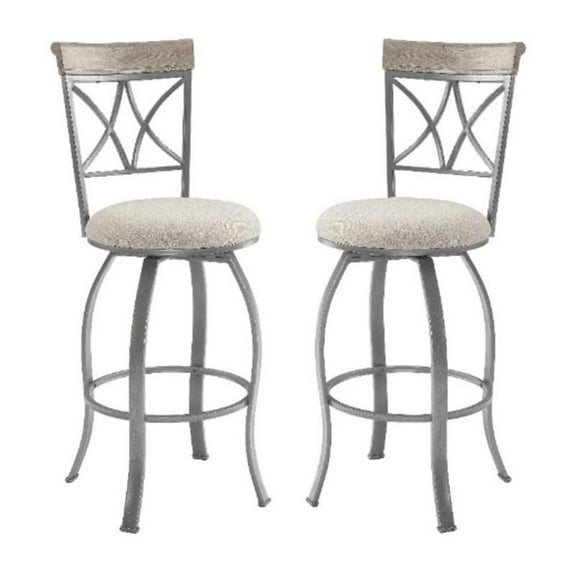 Home Square Metal Swivel Barstool in Pewter Finish - Set of 2