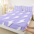 thumbnail image 4 of Erosebridal Abstract Lightning Pattern Bed Sheets,Purple And White King Sheets For Girls Boys 4-Piece, 4 of 6