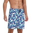 thumbnail image 2 of Pofeuu Blue Butterflies Print Men's Soft Woven Elastic Waistband Sleep Pajama Short-Medium, 2 of 6