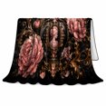 thumbnail image 2 of Ornate Cameo decorative motif Bottle With Pink Peonies, Soft Flannel Blanket with Victorian Still Life Print, Housewarming Gift and Home Decor for Bedroom and Living Room, 2 of 7