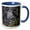 Blue/White, variant on 3drose, Great Gray Owl in Snowstorm, Yellowstone Np, Wyoming, 11oz Two-tone Black Mug