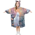 thumbnail image 5 of BZSMCE Wearable Blanket Hoodie Fashion Meadow White Cat Home Wear, 5 of 7