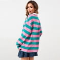 thumbnail image 6 of Women Long Sleeve Striped Polo Shirt Oversized Collar Y2k Pullover T Shirt Casual Loose Streetwear Rugby Sweatshirt，Light pink，M, 6 of 6