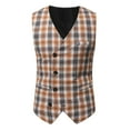 thumbnail image 6 of IROINNID Men's Sleeveless V-Neck Short Vest Stripes Leisure Four Seasons Fit Formal Button Down Suit Vest, 6 of 9