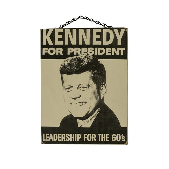 Retro Wood JFK For President Wall Sign John F Kennedy Political Ad Campaign Poster Hanging Plaque