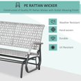 thumbnail image 3 of 2-Person Grey Wicker Outdoor Glider Bench - Patio Swing Loveseat for Backyard, Garden, Poolside Relaxation - Durable Steel Frame & PE Rattan Design, 47" Wide, 3 of 7