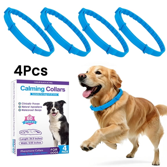 Genreen Calming Collar for Dogs,4 Pack Pheromone Collar for Dogs, Anxiety Relief for Pets, 60-Day Long Calming Effect,Relief Anxiety Stress Separation - Suitable for Small,Medium,Large Dog
