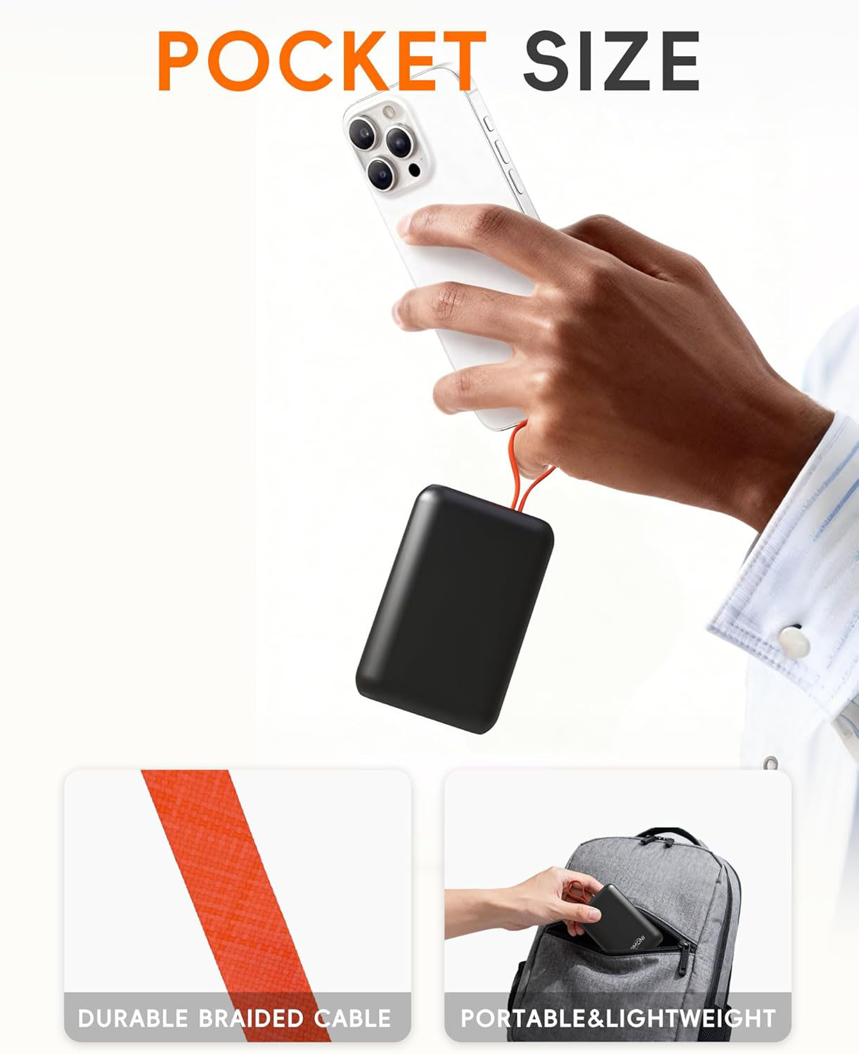 Shine Future 20000 mAh Portable Power Pack Built-In  Type-C Cable