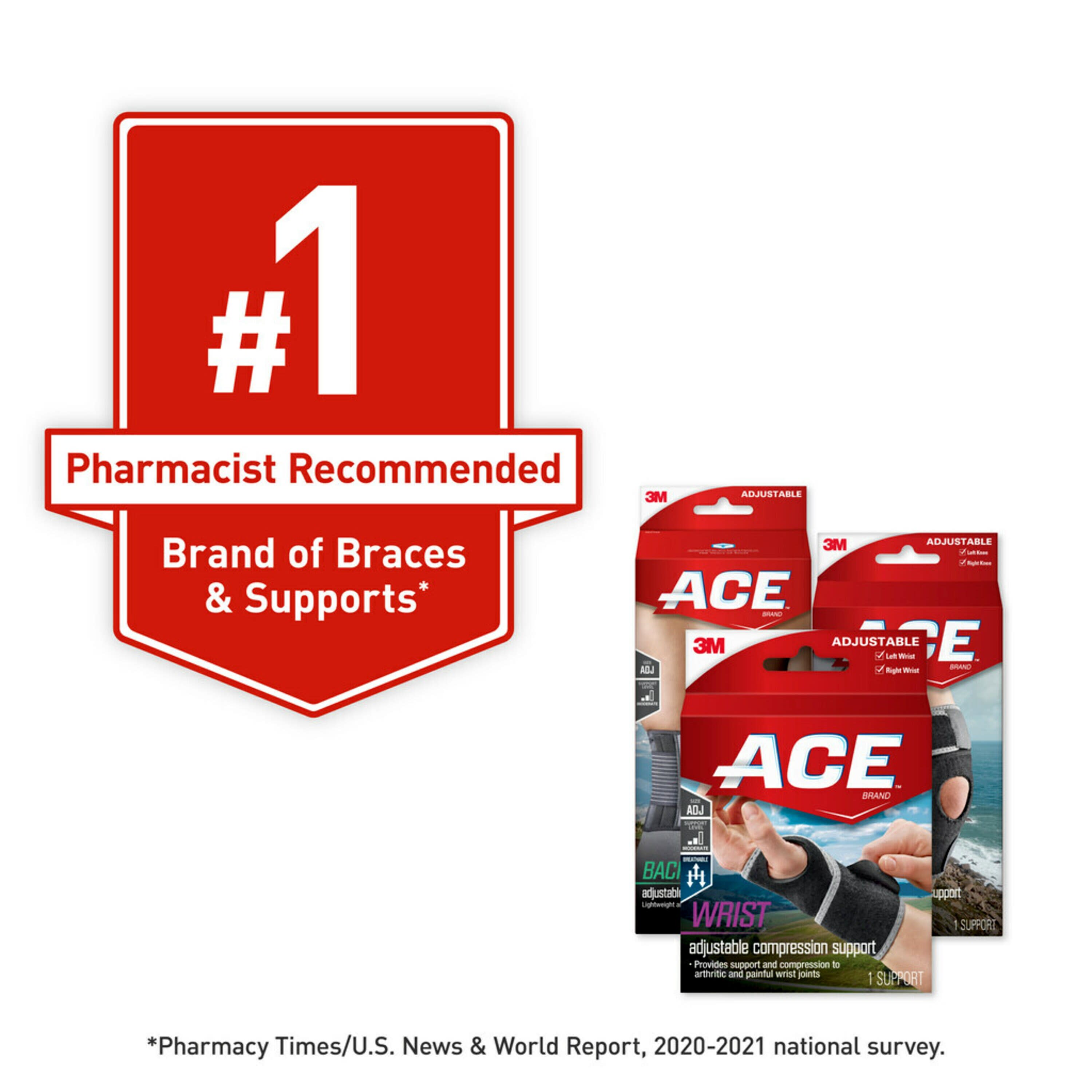 ACE Brand Adjustable Back Brace, Odor Resistant, Resists Bunching - image 3 of 9