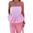 thumbnail image 1 of Faymlc Haut Tube Peplum Y2k pour Femmes Ourlet à Volants Smocké Sans Bretelles, 1 of 5