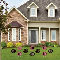 Chic 40th Birthday Pink Black And Gold Lawn Decorations