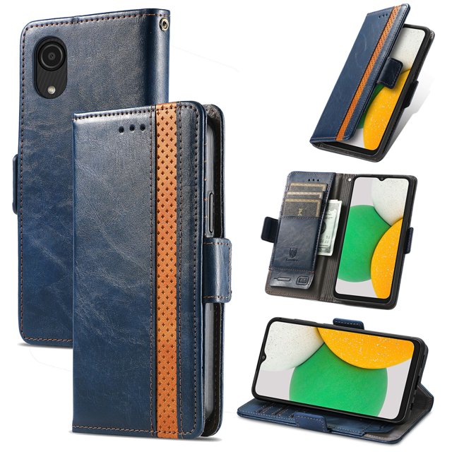 Case for Samsung Galaxy A03 CORE Cover Leather Wallet Folio Case Book Design Flip Magnetic Closure - Blue