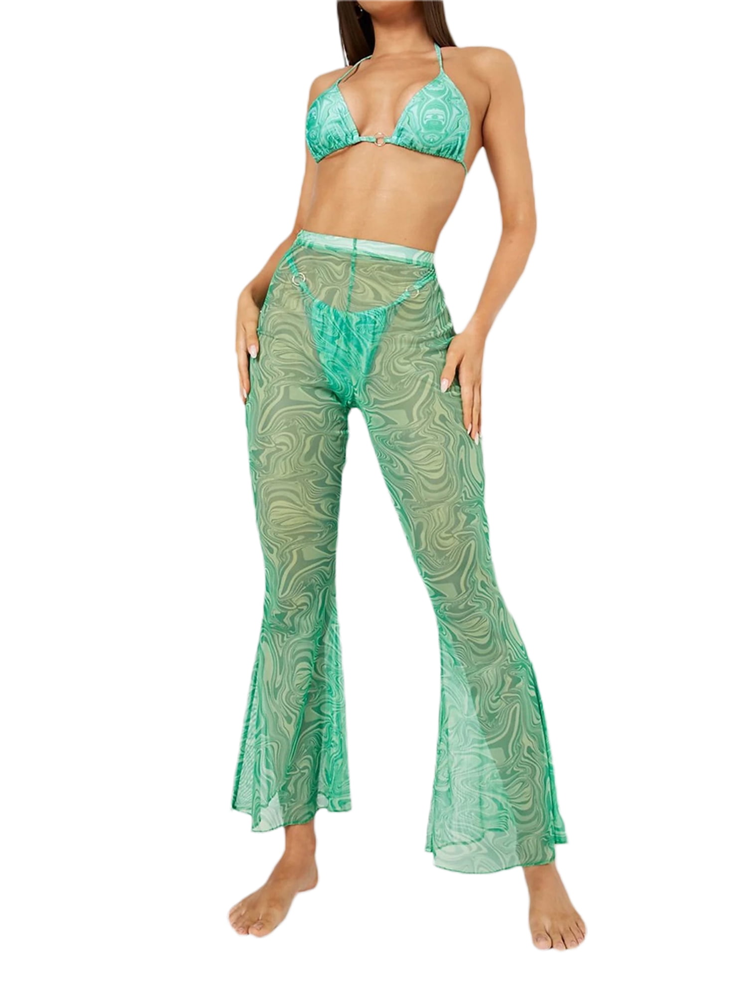 Sheer Mesh Ruffle Pants 