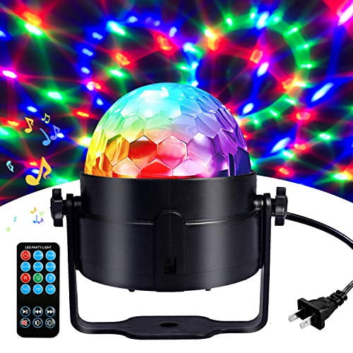 Lumières de Fête Disco Stroboscope Led Balle DJ Activées par le Son RVB 7 Couleurs avec Télécommande
