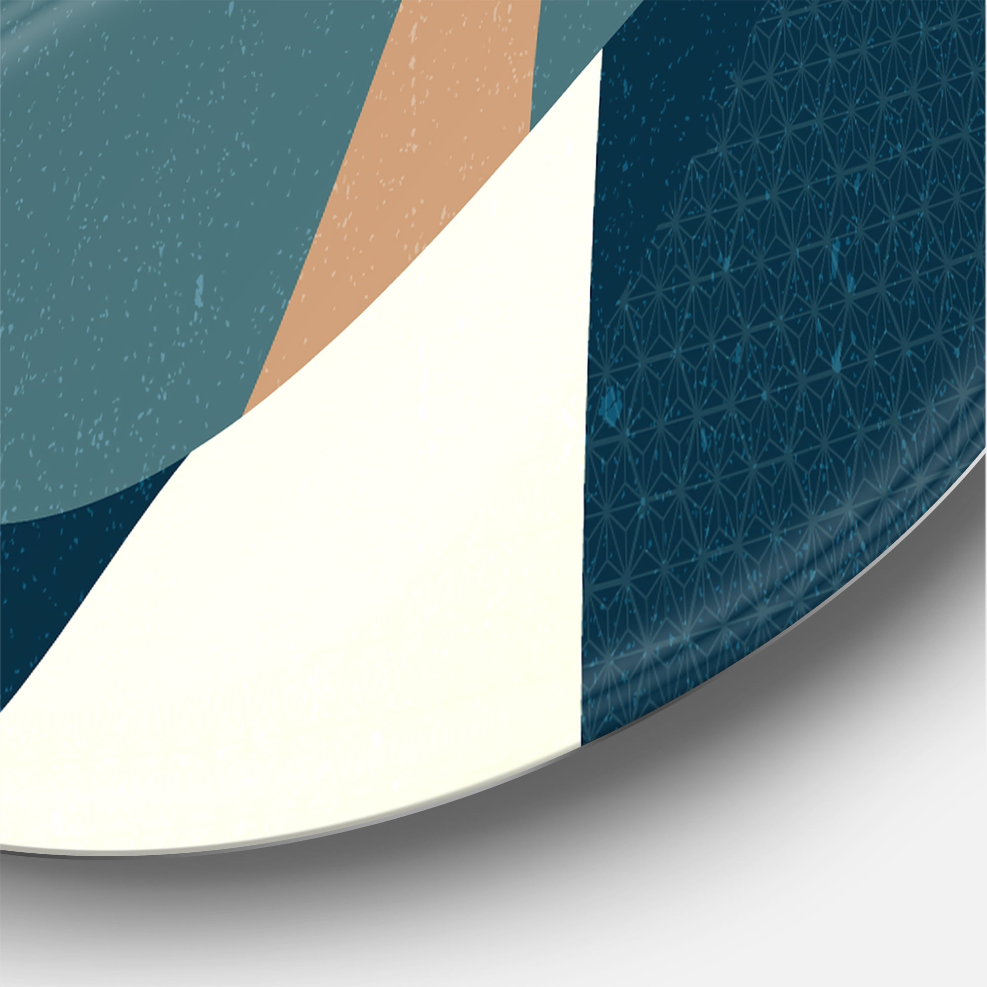 Designart 'Landscape With Hills Abstract Geometric Art' Modern Circle Metal Wall Art 29x29 - Disc of 29