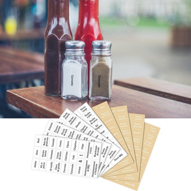 Etiquetas impermeables para especias, etiquetas autoadhesivas para organizador, etiqueta transparente para alimentos a prueba de aceite
