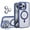 Darkblue, variant on Allytechgroup Magnetic Case for iPhone 14 Plus Phone with Aluminum Alloy Stand/Metal Buttons/Camera Lens Protector [Compatible with MagSafe] Anti-Yellow Translucent Matte Clear Back Cover, Lightpurple