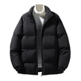 thumbnail image 2 of BAETEUY Men Coat Stand Collar Long Sleeve Zipper Closure Quilted Jacket Solid Color Thickened Loose Fit Puffer Coat with Side Pockets, 2 of 8