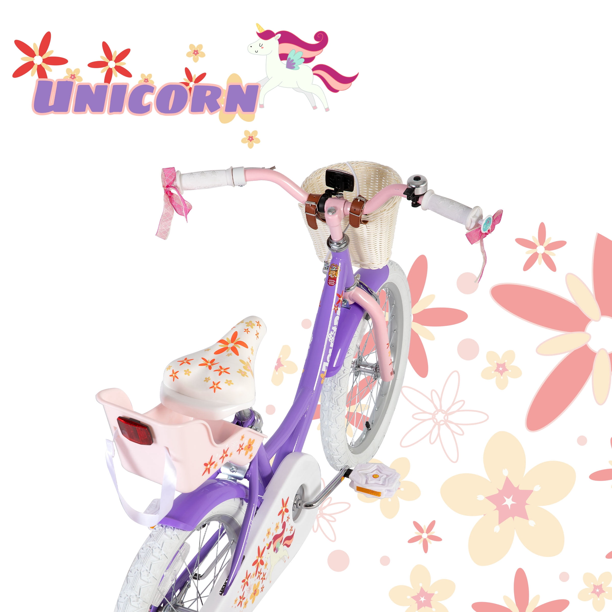Joystar Unicorn 18inch Girls' Bike, Purple
