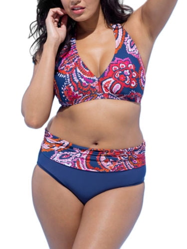 high waisted plus size bikini set