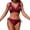 Wine, variant on Women's Bikini Set V - Neck Embroidered Palm Tree Solid Tankini Top Tie - Side Bikini Bottom Padded No Underwire Size S - XL