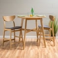 thumbnail image 3 of Helen Oak Finish and Fabric Counter Height Dining Set, Dark Grey, 3 of 10