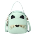 thumbnail image 1 of Women PU Leather Crossbody Messenger Bag Cute Cat Shoulder Backpack (Pink), 1 of 9