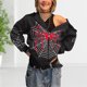 thumbnail image 4 of Sudaderas con capucha de gran tamaño para mujer Chaquetas asimétricas con cremallera Traje diario con patrón de araña FLhrweasw Para estrenar, 4 of 8