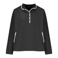 thumbnail image 4 of larppty Womens Fuzzy Fleece Pullover Sweatshirt Long Sleeve Color Block Button Down Sweater Winter Fleece Jacket with Pockets (Black, S), 4 of 6