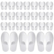 JUVALE 24 Pairs Disposable House Slippers for Guests - Bulk Slipper Pack for Hotel, Spa, Travel, Shoeless Home, White Closed Toe (US Men Size 10, Women 11)