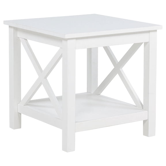 Coaster Skyview 20" Square Coastal Pine Wood Side End Table with Shelf in White