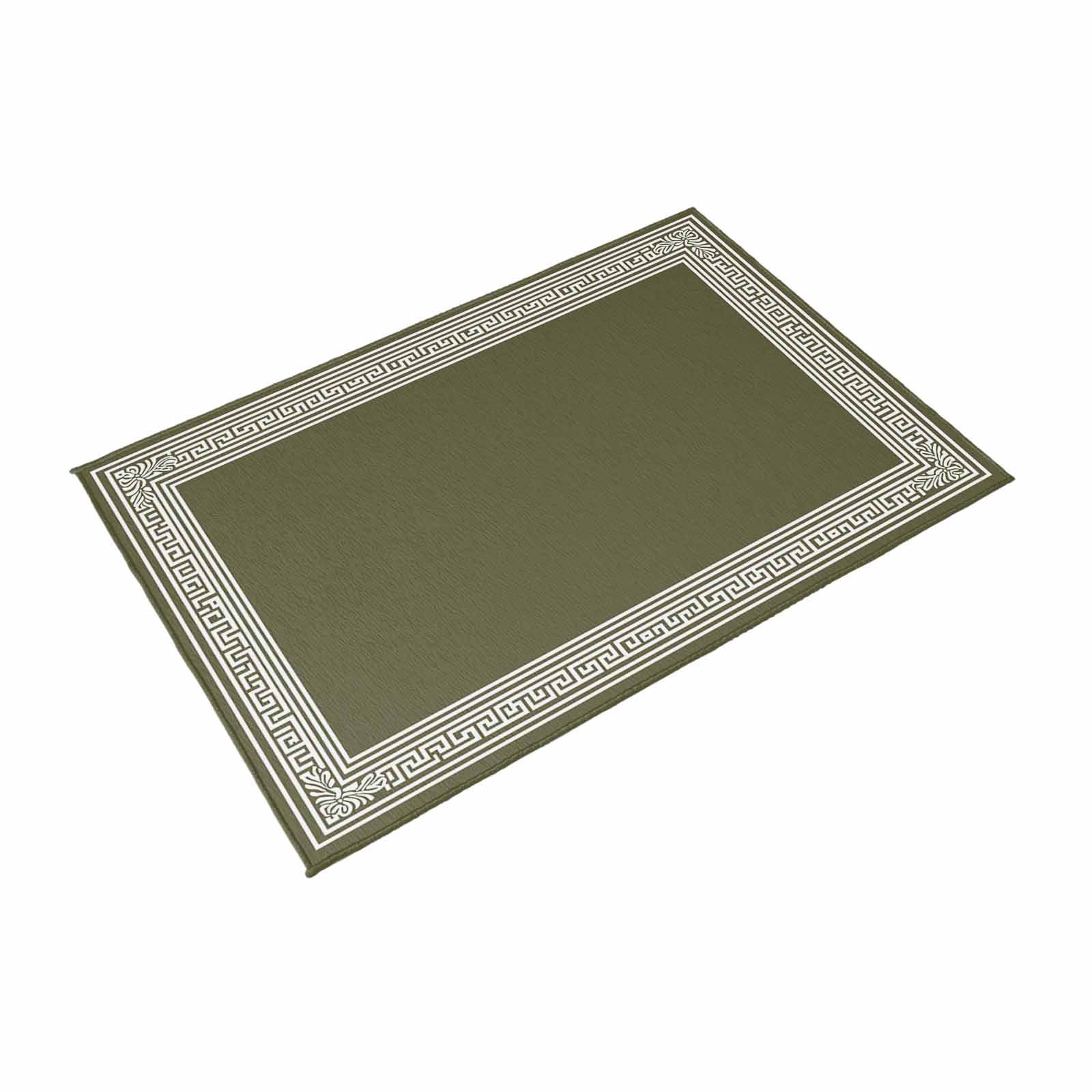 Olive Green Greek Key Outdoor Rug for Patio/Deck/Porch, Non-Slip Large Area Rug 5 x 8 Ft, Geometric Greece Ancient Farmhouse Geo Indoor Outdoor Rugs Washable Area Rugs, Camping Rug Carpet Runner