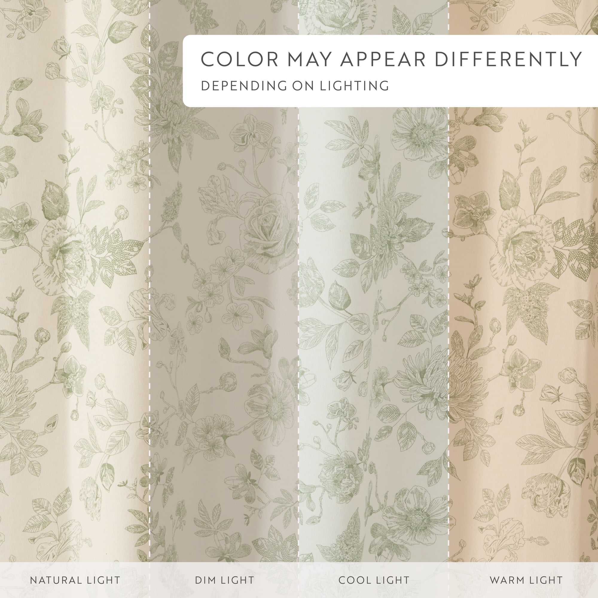 Cotton Blend Floral Print Shower Curtain by Comfort Canopy, 72" x 72", Sage Vintage