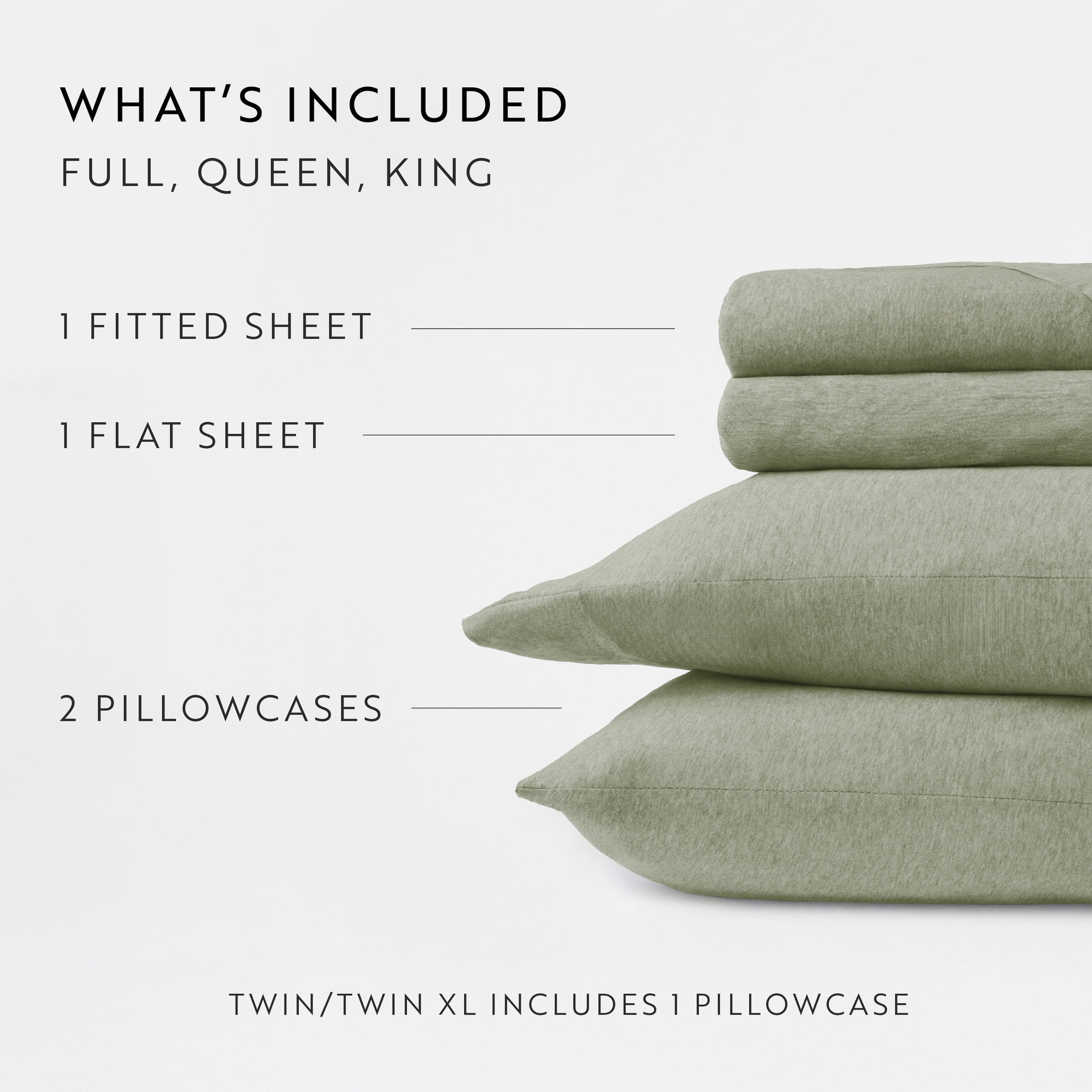 Noble Linens 4 Piece Jersey Knit 100% Cotton Sheet Set, Sage, TwinXL