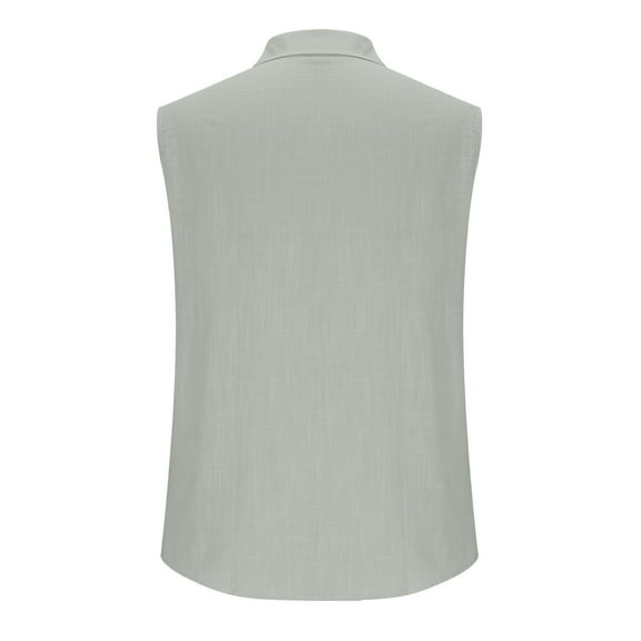 USNSM Men's New Casual Fashion Loose Button Pocket Sleeveless Standing Collar Shirt Vest Standing Collar Tank Top Green L