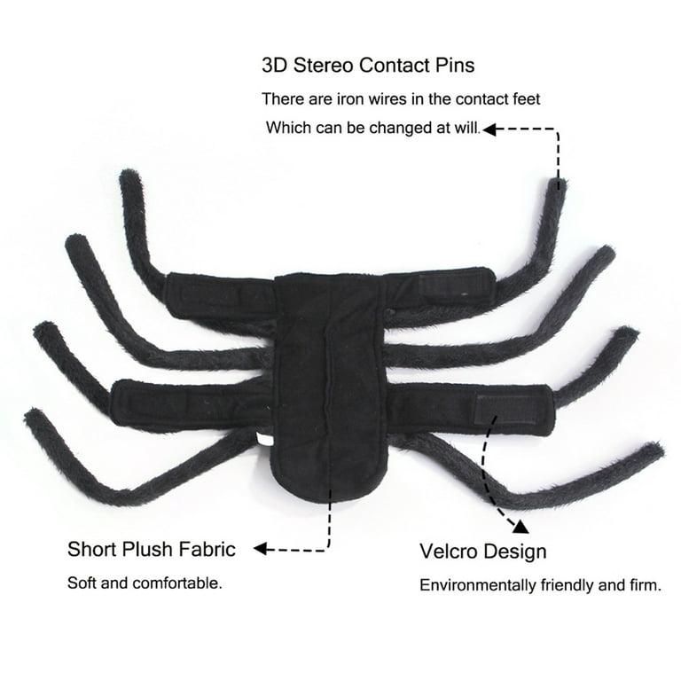 Halloween Pet Costume Funny Spider Outfit with 8 Legs Chest Back Cover for Small Dogs Cats(Black/M)