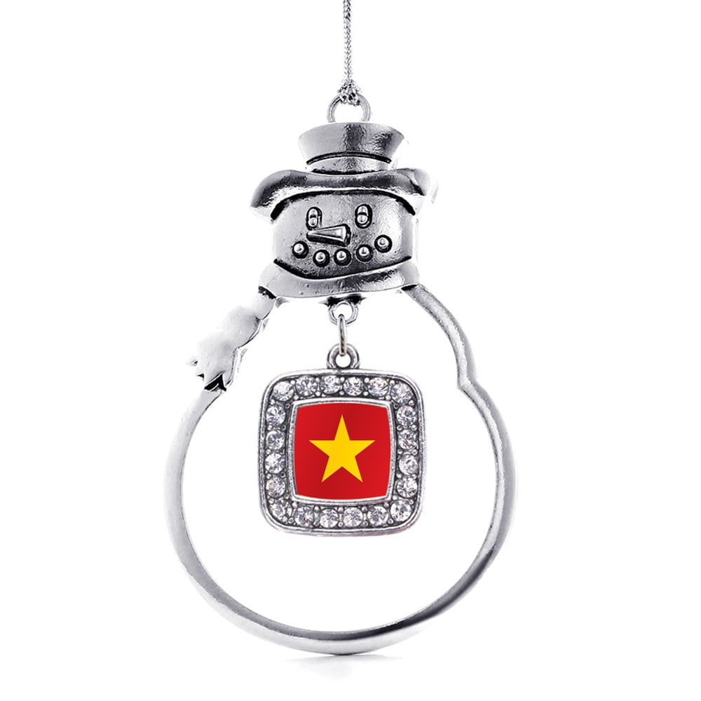Vietnam Flag Classic Snowman Holiday Ornament