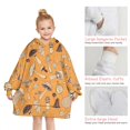thumbnail image 6 of Brown Mushroom Leaf Orange Pattern Blanket Hoodies for Kids 6-13YR Oversize Wearable Blanket Hoodies for Boys Girls Teens, 6 of 7