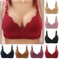 thumbnail image 5 of Clearance! Weikingp Bras for Women Small Bras Women No Thin Bra Stripe Prints Decoration Breathable Gathers Underwear Comfort Bra Bralettes for Women Push Up Bra Brown 40, 5 of 5