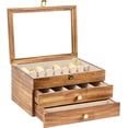 thumbnail image 1 of Fine Silverware Box with Glass Lid Layer Wooden Silverware Chest with Drawer .×es Luxury Style Decor Flatware Storage Case for Home&Restaurant Idea (Walnut), 1 of 9