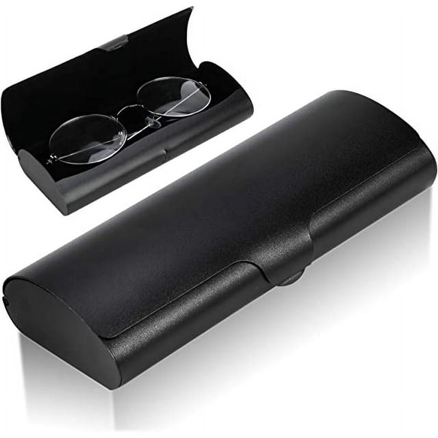Caja de gafas de aluminio, gafas de lectura negras con estuche rígido de metal para mujeres y hombres JM