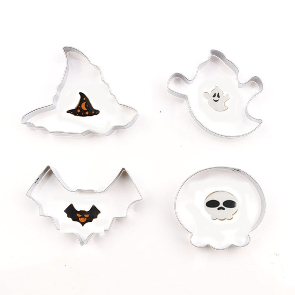 Halloween Theme Cookie Cutter Set Ghost Bat Pumphin Witch Hat Black cat Coffin Fondant Biscuit Pastry Baking Mold
