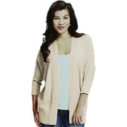 Leo and Nicole Womens Cardigan Long Sleeve Open Front Marled Rib Trim Pointelle Sweater