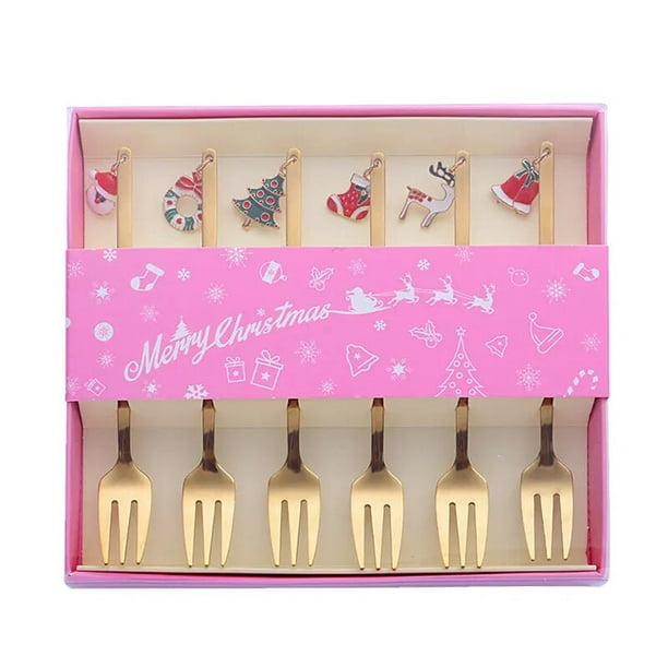 Cucharas de Feliz Navidad, vajilla de fiesta de Navidad, adornos navideños para el hogar, decoración de mesa, 6 piezas, 2024, 2023