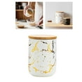 thumbnail image 4 of Azucarero de cerámica moderno con tapa de bambú, estante decorativo para condimentos, almacenamiento de alimentos Blanco M, 4 of 7
